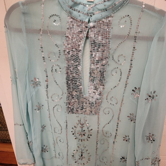 La Effaire by Ravi Khosla sequin sheer tunic - Picture 1 of 6